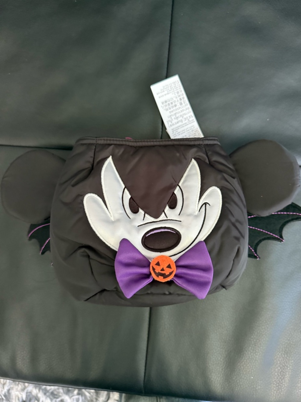 Disney Magic Kingdom Black Halloween Mickey Face Bat Bag 2025 Purple Strap NWT